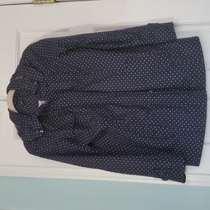 Navy/white hooded polka dot jacket